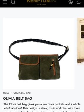 Olivia Belt Bag in Olive and Brown with Black Braided Strap